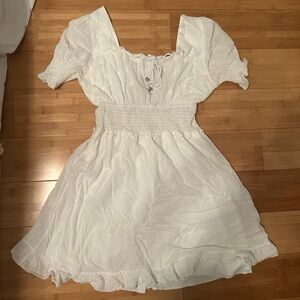Elegant White Puff Sleeve Dress